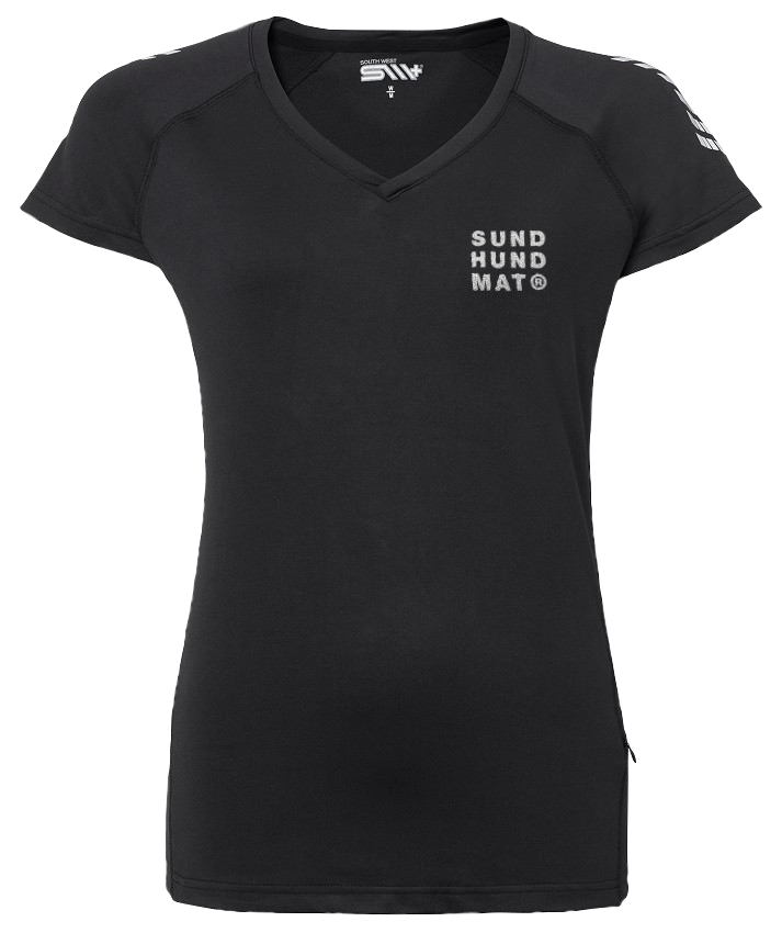 Sund Hundmat svart V-ringad tränings-tshirt | Dam